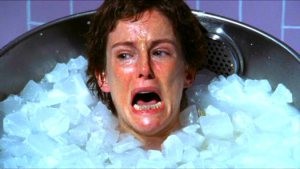 wimpy woman in ice bath