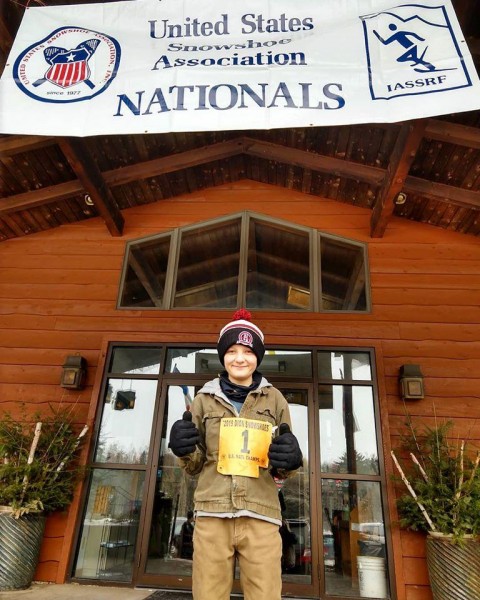 Ian Heil in front of Lakewoods Resort, Cable, WI