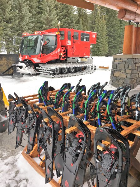 snowcat and snowshoes at Island Lake Lodge, BC